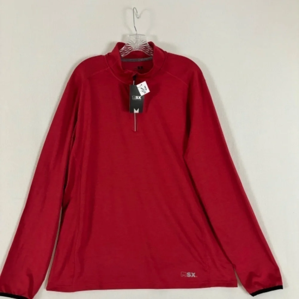 Micheal Strahan MSR 1/4 Zip‎ Pullover Athletic Sport Jacket Size L Red NWT